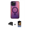 MARSİLYAN™- iPhone 15 Pro Max Kılıf Doruk Klasik Prime - Siyah Buffer Hayalet Cam Ekran Koruyucu + Raze Metal Kamera Lens - GS