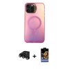 MARSİLYAN™- iPhone 15 Pro Max Kılıf Doruk Klasik Prime - Siyah Buffer Hayalet Cam Ekran Koruyucu + Raze Metal Kamera Lens - SH