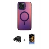 MARSİLYAN™- iPhone 15 Pro Max Kılıf Doruk Klasik Prime - Siyah Buffer Hayalet Cam Ekran Koruyucu + Raze Metal Kamera Lens - SH