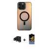 MARSİLYAN™- iPhone 15 Pro Max Kılıf Doruk Klasik Prime - Siyah Buffer Hayalet Cam Ekran Koruyucu + Raze Metal Kamera Lens - SH