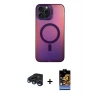 MARSİLYAN™- iPhone 15 Pro Max Kılıf Doruk Klasik Prime - Siyah Buffer Hayalet Cam Ekran Koruyucu + Raze Metal Kamera Lens - LT