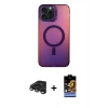 MARSİLYAN™- iPhone 15 Pro Max Kılıf Doruk Klasik Prime - Siyah Buffer Hayalet Cam Ekran Koruyucu + Raze Metal Kamera Lens - TMGI