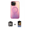 MARSİLYAN™- iPhone 15 Pro Max Kılıf Doruk Klasik Prime - Siyah Buffer Hayalet Cam Ekran Koruyucu + Turuncu PVD Metal Kamera Lens