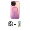 MARSİLYAN™- iPhone 15 Pro Max Kılıf Doruk Klasik Prime - Siyah Polymer Nano Ekran Koruyucu + PVD Metal Kamera Lens - LT