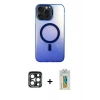 MARSİLYAN™- iPhone 15 Pro Max Kılıf Doruk Klasik Prime - Siyah Polymer Nano Ekran Koruyucu + PVD Metal Kamera Lens - LT