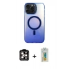 MARSİLYAN™- iPhone 15 Pro Max Kılıf Doruk Klasik Prime - Siyah Polymer Nano Ekran Koruyucu + PVD Metal Kamera Lens - TU
