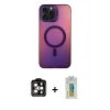 MARSİLYAN™- iPhone 15 Pro Max Kılıf Doruk Klasik Prime - Siyah Polymer Nano Ekran Koruyucu + PVD Metal Kamera Lens - TU