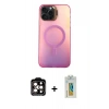 MARSİLYAN™- iPhone 15 Pro Max Kılıf Doruk Klasik Prime - Siyah Polymer Nano Ekran Koruyucu + PVD Metal Kamera Lens - TU