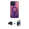 MARSİLYAN™- iPhone 15 Pro Max Kılıf Doruk Klasik Prime - Siyah Vanessa Magic Cam + Raze Metal Kamera Lens - TMGI