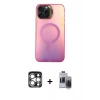 MARSİLYAN™- iPhone 15 Pro Max Kılıf Doruk Klasik Prime - Siyah Vanessa Magic Hayalet Cam + PVD Metal Kamera Lens - GS