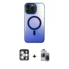 MARSİLYAN™- iPhone 15 Pro Max Kılıf Doruk Klasik Prime - Siyah Vanessa Magic Hayalet Cam + PVD Metal Kamera Lens - GS
