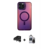 MARSİLYAN™- iPhone 15 Pro Max Kılıf Doruk Klasik Prime - Siyah Vanessa Magic Hayalet Cam + Raze Metal Kamera Lens - GS
