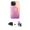 MARSİLYAN™- iPhone 15 Pro Max Kılıf Doruk Klasik Prime - Siyah Vanessa Magic Hayalet Cam + Raze Metal Kamera Lens - SH