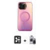 MARSİLYAN™- iPhone 15 Pro Max Kılıf Doruk Klasik Prime - Siyah Vanessa Magic Hayalet Cam + PVD Metal Kamera Lens - SH