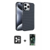 MARSİLYAN™- iPhone 15 Pro Max Kılıf Doruk Serisi - Şeffaf 360 Full Body Arka Koruyucu + PVD Metal Kamera Lens - SH