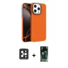 MARSİLYAN™- iPhone 15 Pro Max Kılıf Doruk Serisi - Şeffaf 360 Full Body Arka Koruyucu + PVD Metal Kamera Lens - SH