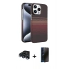 MARSİLYAN™- iPhone 15 Pro Max Kılıf Doruk Serisi - Siyah 3D Antistatik Hayalet Cam Ekran Koruyucu + Raze Metal Kamera Lens - LT