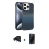 MARSİLYAN™- iPhone 15 Pro Max Kılıf Doruk Serisi - Siyah 3D Antistatik Hayalet Cam Ekran Koruyucu + Raze Metal Kamera Lens - LT