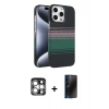 MARSİLYAN™- iPhone 15 Pro Max Kılıf Doruk Serisi - Siyah 3D Antistatik Hayalet Cam Ekran Koruyucu + PVD Metal Kamera Lens - GS