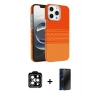 MARSİLYAN™- iPhone 15 Pro Max Kılıf Doruk Serisi - Siyah 3D Antistatik Hayalet Cam Ekran Koruyucu + PVD Metal Kamera Lens - TU