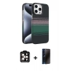 MARSİLYAN™- iPhone 15 Pro Max Kılıf Doruk Serisi - Siyah 3D Antistatik Hayalet Cam Ekran Koruyucu + PVD Metal Kamera Lens - TU