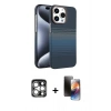MARSİLYAN™- iPhone 15 Pro Max Kılıf Doruk Serisi - Siyah 3D Antistatik Mat Seramik Nano Ekran Koruyucu + PVD Metal Kamera Lens - GS