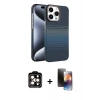 MARSİLYAN™- iPhone 15 Pro Max Kılıf Doruk Serisi - Siyah 3D Antistatik Mat Seramik Nano Ekran Koruyucu + PVD Metal Kamera Lens - TU
