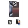 MARSİLYAN™- iPhone 15 Pro Max Kılıf Doruk Serisi - Siyah 3D Antistatik Mat Seramik Nano Ekran Koruyucu + PVD Metal Kamera Lens - GI