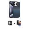 MARSİLYAN™- iPhone 15 Pro Max Kılıf Doruk Serisi - Siyah 3D Antistatik Mat Seramik Nano Ekran Koruyucu + PVD Metal Kamera Lens - GI