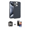 MARSİLYAN™- iPhone 15 Pro Max Kılıf Doruk Serisi - Siyah 3D Antistatik Mat Seramik Nano Ekran Koruyucu + PVD Metal Kamera Lens - TU
