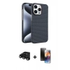MARSİLYAN™- iPhone 15 Pro Max Kılıf Doruk Serisi - Siyah 3D Antistatik Mat Seramik Nano Ekran Koruyucu + Raze Metal Kamera Lens - SH
