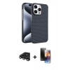 MARSİLYAN™- iPhone 15 Pro Max Kılıf Doruk Serisi - Siyah 3D Antistatik Mat Seramik Nano Ekran Koruyucu + Raze Metal Kamera Lens - TMGI
