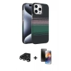 MARSİLYAN™- iPhone 15 Pro Max Kılıf Doruk Serisi - Siyah 3D Antistatik Mat Seramik Nano Ekran Koruyucu + Raze Metal Kamera Lens - TMGI