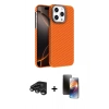 MARSİLYAN™- iPhone 15 Pro Max Kılıf Doruk Serisi - Siyah 3D Antistatik Mat Seramik Nano Ekran Koruyucu + Raze Metal Kamera Lens - TMGI