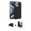 MARSİLYAN™- iPhone 15 Pro Max Kılıf Doruk Serisi - Siyah 3D Antistatik Mat Seramik Nano Ekran Koruyucu + Raze Metal Kamera Lens - TMGI