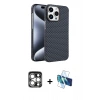 MARSİLYAN™- iPhone 15 Pro Max Kılıf Doruk Serisi - Siyah 3D Antistatik Seramik Nano Ekran Koruyucu + PVD Metal Kamera Lens - GS
