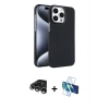 MARSİLYAN™- iPhone 15 Pro Max Kılıf Doruk Serisi - Siyah 3D Antistatik Seramik Nano Ekran Koruyucu + Raze Metal Kamera Lens - GS