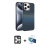 MARSİLYAN™- iPhone 15 Pro Max Kılıf Doruk Serisi - Siyah 3D Antistatik Seramik Nano Ekran Koruyucu + PVD Metal Kamera Lens - GS
