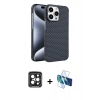 MARSİLYAN™- iPhone 15 Pro Max Kılıf Doruk Serisi - Siyah 3D Antistatik Seramik Nano Ekran Koruyucu + PVD Metal Kamera Lens - SH