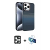 MARSİLYAN™- iPhone 15 Pro Max Kılıf Doruk Serisi - Siyah 3D Antistatik Seramik Nano Ekran Koruyucu + PVD Metal Kamera Lens - LT