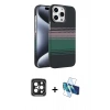 MARSİLYAN™- iPhone 15 Pro Max Kılıf Doruk Serisi - Siyah 3D Antistatik Seramik Nano Ekran Koruyucu + PVD Metal Kamera Lens - SH
