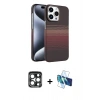 MARSİLYAN™- iPhone 15 Pro Max Kılıf Doruk Serisi - Siyah 3D Antistatik Seramik Nano Ekran Koruyucu + PVD Metal Kamera Lens - LT