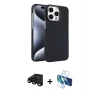 MARSİLYAN™- iPhone 15 Pro Max Kılıf Doruk Serisi - Siyah 3D Antistatik Seramik Nano Ekran Koruyucu + Raze Metal Kamera Lens - SH
