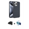 MARSİLYAN™- iPhone 15 Pro Max Kılıf Doruk Serisi - Siyah 3D Antistatik Seramik Nano Ekran Koruyucu + Raze Metal Kamera Lens - SH