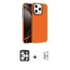 MARSİLYAN™- iPhone 15 Pro Max Kılıf Doruk Serisi - Siyah Bilvis 0.18mm Plus Cam Ekran Koruyucu + Gümüş PVD Metal Kamera Lens