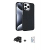 MARSİLYAN™- iPhone 15 Pro Max Kılıf Doruk Serisi - Siyah Bilvis 0.18mm Plus Cam Ekran Koruyucu + Gümüş Raze Metal Kamera Lens