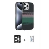 MARSİLYAN™- iPhone 15 Pro Max Kılıf Doruk Serisi - Siyah Bilvis 0.18mm Plus Cam Ekran Koruyucu + PVD Metal Kamera Lens - SH