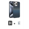 MARSİLYAN™- iPhone 15 Pro Max Kılıf Doruk Serisi - Siyah Bilvis 0.18mm Plus Cam Ekran Koruyucu + PVD Metal Kamera Lens - SH