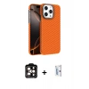 MARSİLYAN™- iPhone 15 Pro Max Kılıf Doruk Serisi - Siyah Bilvis 0.18mm Plus Cam Ekran Koruyucu + PVD Metal Kamera Lens - TU