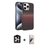 MARSİLYAN™- iPhone 15 Pro Max Kılıf Doruk Serisi - Siyah Bilvis 3D Mat Cam Ekran Koruyucu + PVD Metal Kamera Lens - TU